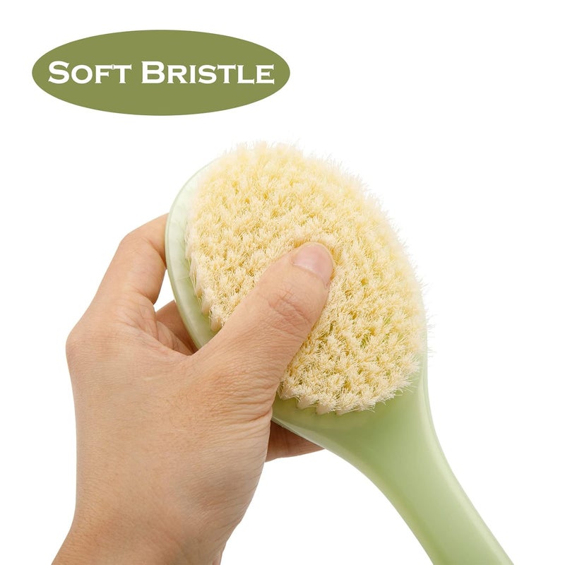 G2PLUS Soft Bath Brush for Back with 14 Long Handle Body Shower Brush Exfoliating Back Scrubber for Men and Women Green - Image 3