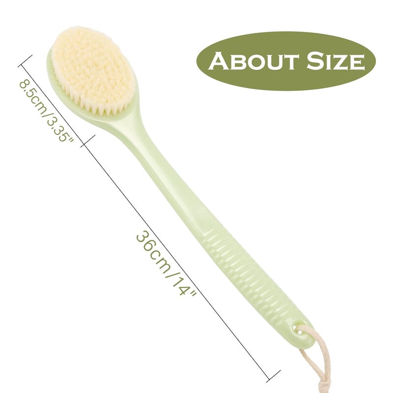 G2PLUS Soft Bath Brush for Back with 14 Long Handle Body Shower Brush Exfoliating Back Scrubber for Men and Women Green - Image 2