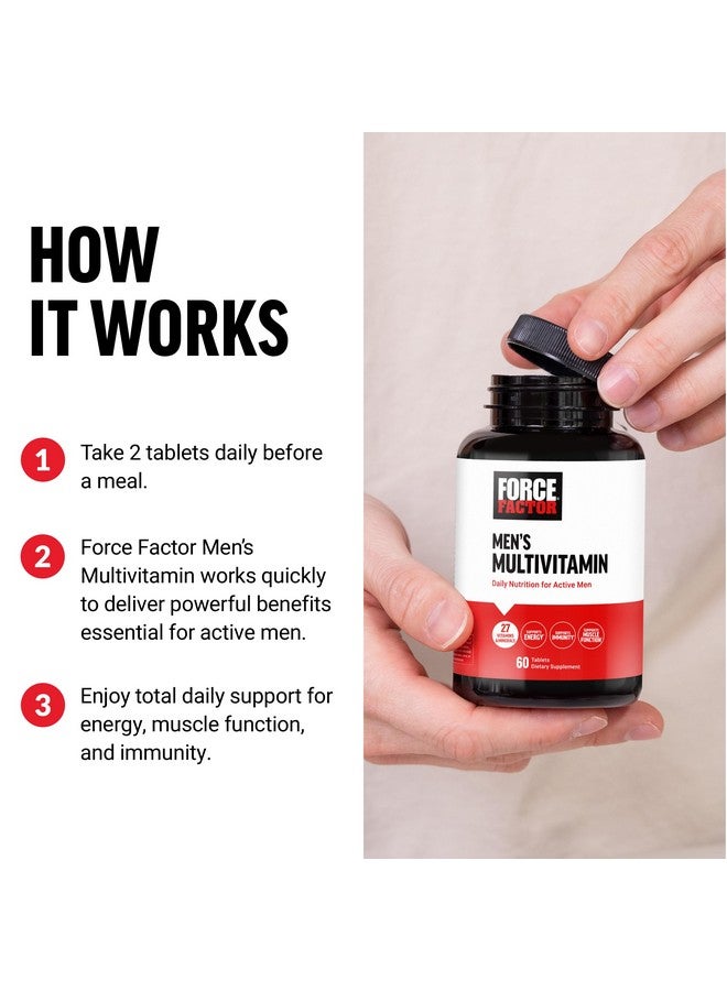 Force Factor فيتامينات متعددة للرجال من فورس فاكتور، فيتامينات متعددة للرجال بالإضافة إلى مكمل الأحماض الأمينية مع 27 فيتامين ومعادن، ومغذيات نباتية لدعم الطاقة والمناعة، 60 قرص - Image 4