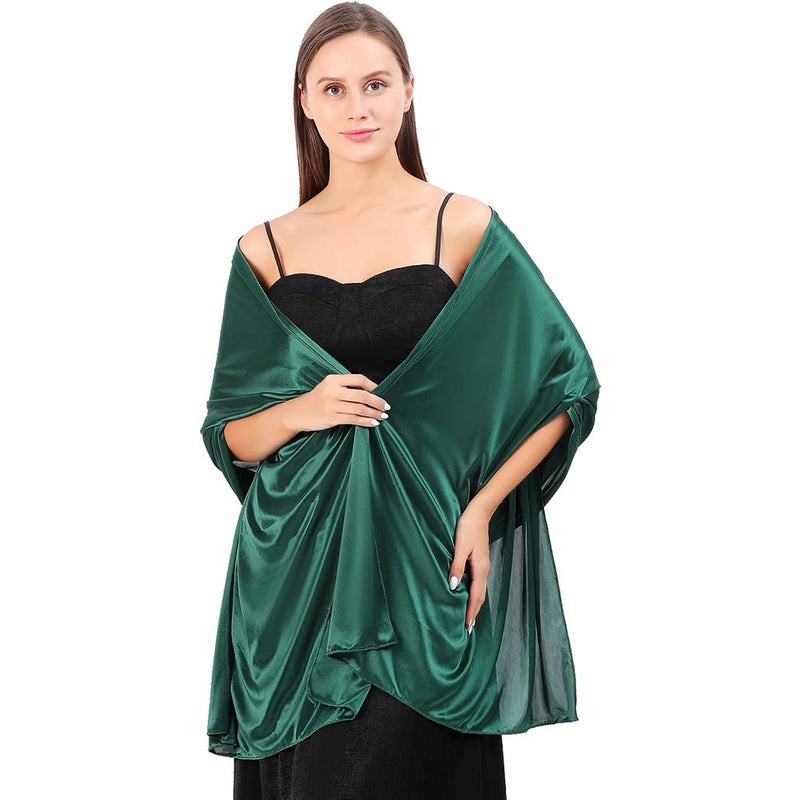 Ladiery Silky Satin Shawls and Wraps for Women Evening Dress, Lightweight Long Bridal Elegant Bright Wedding Stole - Image 1