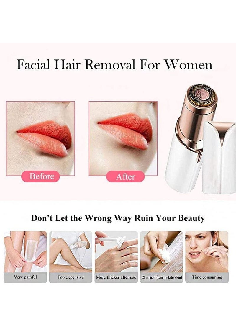 Electric Facial Hair Remover, Women’s Portable Facial Hair Trimmer, Best Painless Flawless Hair Remover for Women Bikini Area, Peach Fuzz, Upper Lip, Arm (White) - Image 3