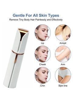 Generic Electric Facial Hair Remover, Women’s Portable Facial Hair Trimmer, Best Painless Flawless Hair Remover for Women Bikini Area, Peach Fuzz, Upper Lip, Arm (White)  - Image 4