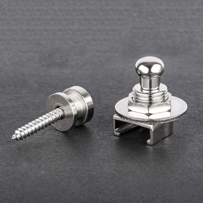 Dreokee Guitar Strap Locks, Dreokee 2 PCS Silver Guitar Strap Lock Buttons Guitar Strap Locks Set Security Quick Release Strap lock Retainer System Guitar Strap Lock Schaller for Electric,Bass,Acoustic Guitar - Image 4