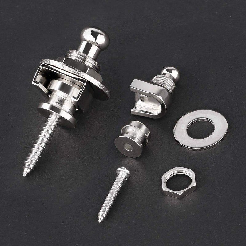 Dreokee Guitar Strap Locks, Dreokee 2 PCS Silver Guitar Strap Lock Buttons Guitar Strap Locks Set Security Quick Release Strap lock Retainer System Guitar Strap Lock Schaller for Electric,Bass,Acoustic Guitar - Image 5