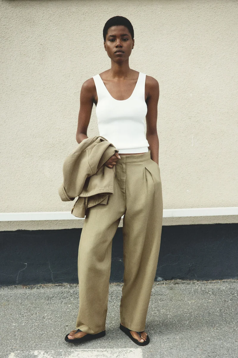 H&M Linen-blend barrel trousers