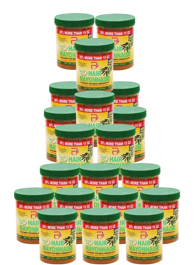 PYRON 20 Pieces Hair Mayonnaise Treatment for Weak & Damaged Hair with Olive Oil 500grams  - Image 1