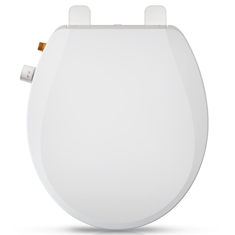 Clirass Elongated Bidet Toilet Seat with QuietClose NonElectric Bidet Mode with Dual Nozzles Fit Elongated Toilet Seat Adjustable Water Pressure with Brass inlet Round