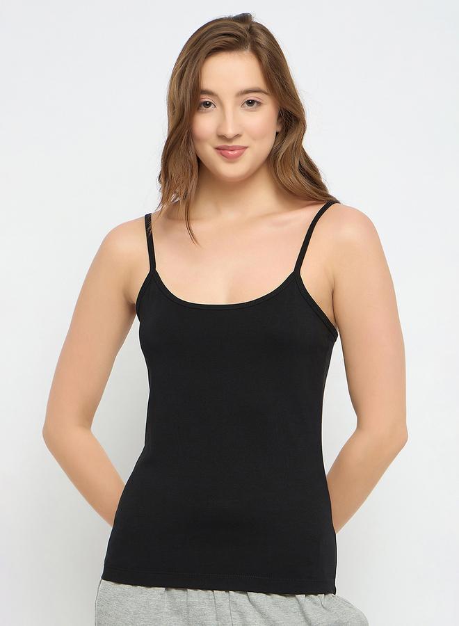 Clovia Black Solid Strappy Cami Top - Image 1