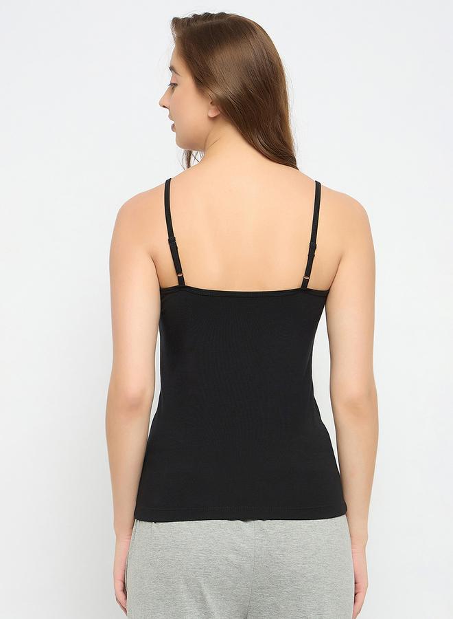 Clovia Black Solid Strappy Cami Top - Image 4