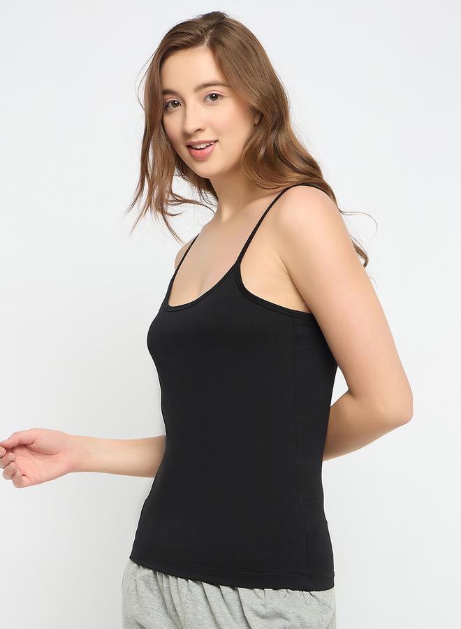 Clovia Black Solid Strappy Cami Top - Image 3