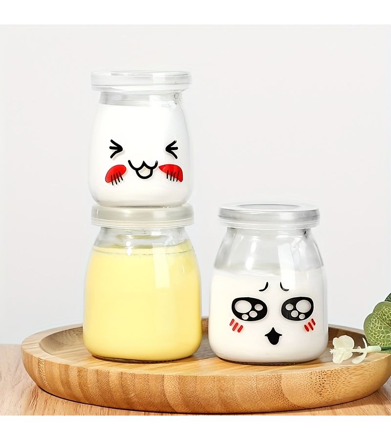 5.07oz Glass Milk Bottles Dessert Cups Pudding Jars Jelly Cans Yogurt Jars Pack - Image 2