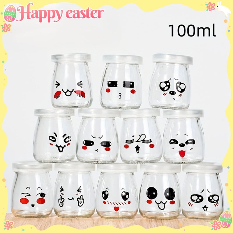5.07oz Glass Milk Bottles Dessert Cups Pudding Jars Jelly Cans Yogurt Jars Pack - Image 1
