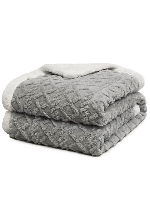 Fleece Throw Blanket Soft Warm Thick Winter Blanket Reversible Cosy Fluffy Blanket for Bed Sofa and Chair Size: 200*230cm