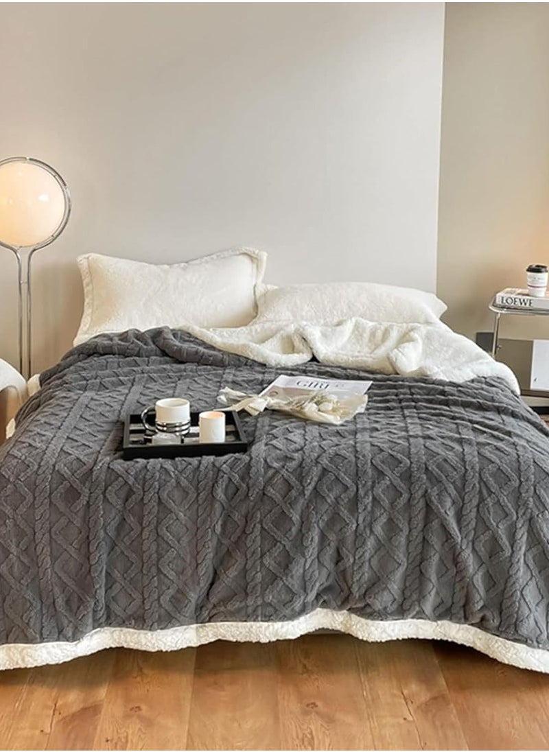 Gerenic - Fleece Throw Blanket Soft Warm Thick Winter Blanket Reversible Cosy Fluffy Blanket for Bed Sofa and Chair Size: 200*230cm - Image 1