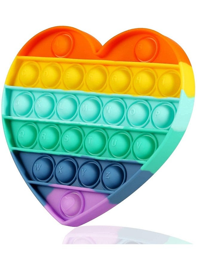 IndusBay IndusBay® Pop It Fidget Toys, Push Pop Bubble Fidget Sensory Toy, Autism Special Needs Silicone Stress Relief Toy, Great Fidget Toy Sensory Toys for Girls Boys Kids Adults (Heart Rainbow)  - Image 1
