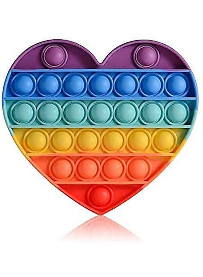 IndusBay IndusBay® Pop It Fidget Toys, Push Pop Bubble Fidget Sensory Toy, Autism Special Needs Silicone Stress Relief Toy, Great Fidget Toy Sensory Toys for Girls Boys Kids Adults (Heart Rainbow)  - Image 2