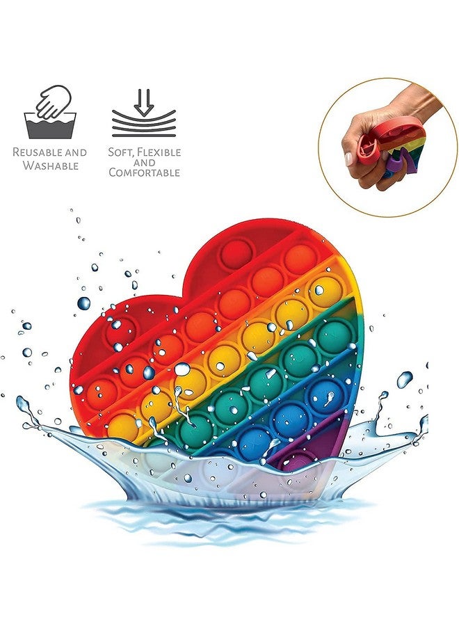 IndusBay IndusBay® Pop It Fidget Toys, Push Pop Bubble Fidget Sensory Toy, Autism Special Needs Silicone Stress Relief Toy, Great Fidget Toy Sensory Toys for Girls Boys Kids Adults (Heart Rainbow)  - Image 4