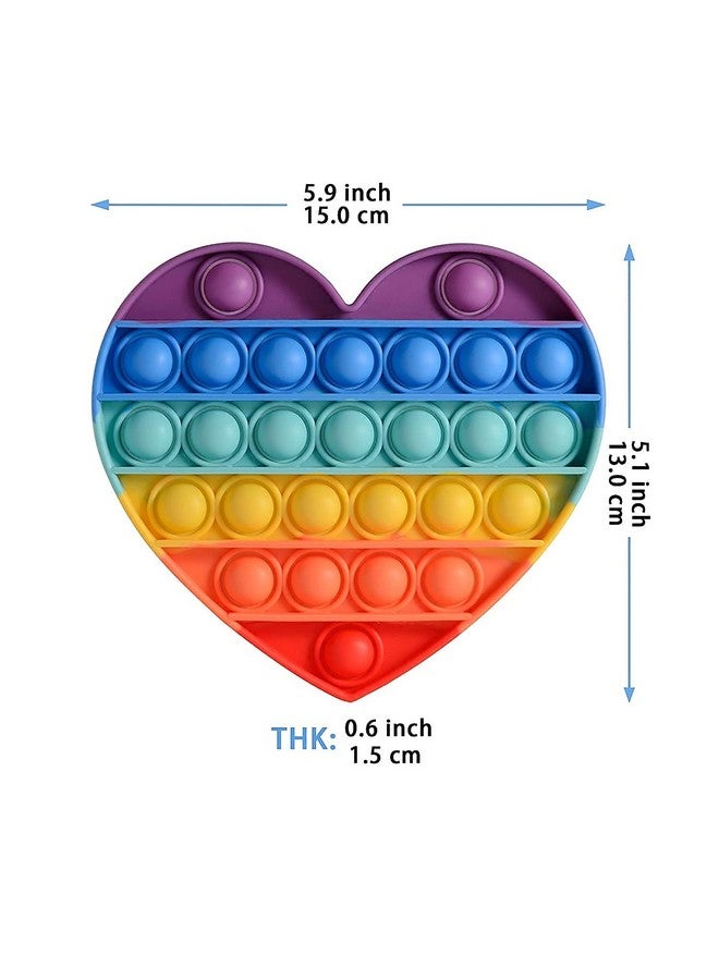 IndusBay IndusBay® Pop It Fidget Toys, Push Pop Bubble Fidget Sensory Toy, Autism Special Needs Silicone Stress Relief Toy, Great Fidget Toy Sensory Toys for Girls Boys Kids Adults (Heart Rainbow)  - Image 3