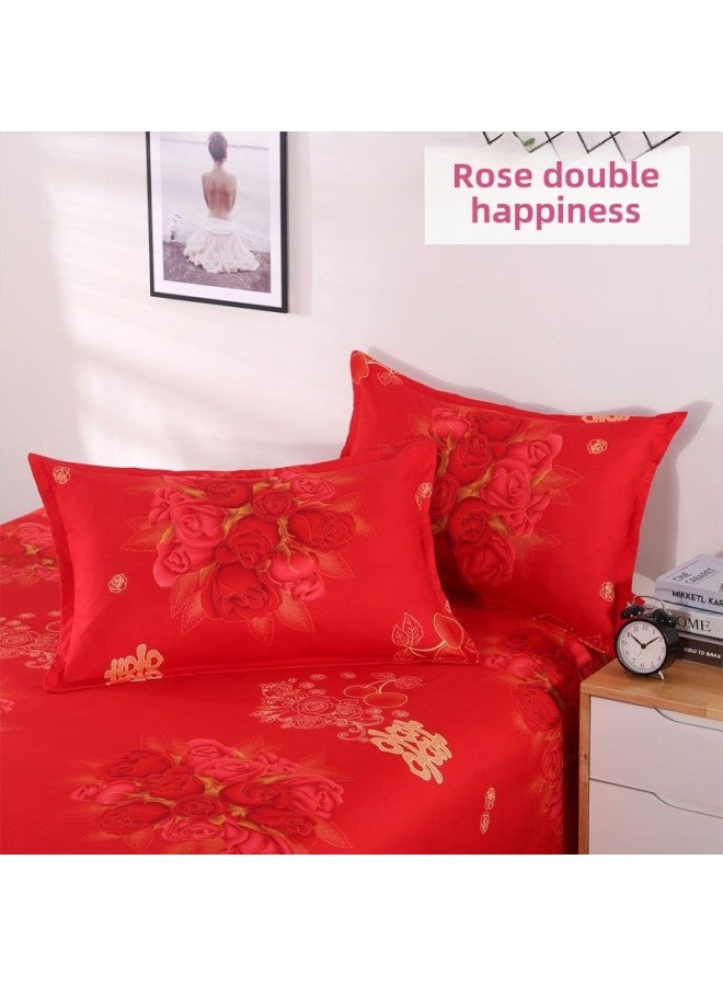 Special Offer 100 Skin-friendly Pillowcase A Pair Of Net Red Lovers Adult 48-Color:Double Happiness Rose-Specifications:One Pillowcase  - Image 1