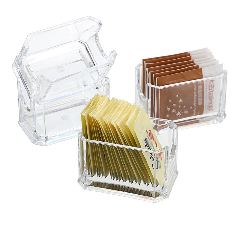ELLDOO Set of 4 Sugar Packet Holder Acrylic Sugar Bowl for Restaurant Tea Bag Organizer Small Condiments Packet Holder Sugar Caddy Dispenser for Countertop Coffee Bar