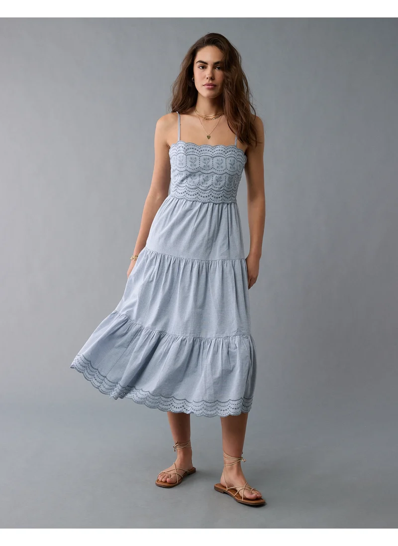 American Eagle AE Scalloped Tiered Midi Dress
