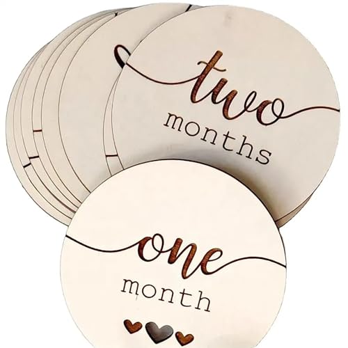 Cliths Set of 12 Wooden Baby Monthly Milestone Cards, Newborn Photography Props, Baby Shower Gifts, Baby's First Year Memory Keepsake, Baby Milestone Cards - Image 5