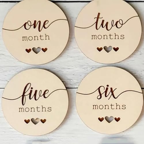 Cliths Set of 12 Wooden Baby Monthly Milestone Cards, Newborn Photography Props, Baby Shower Gifts, Baby's First Year Memory Keepsake, Baby Milestone Cards - Image 1