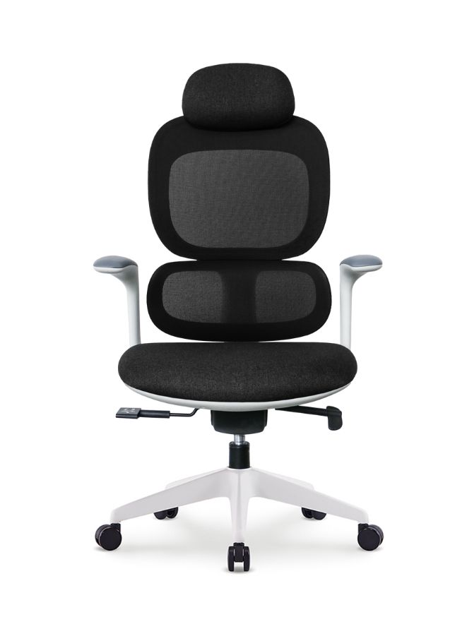 Modern Executive Ergonimic Office Chair With Sliding Seat and Headrest, White Frame for Office, Home and Shops, Black - Image 1