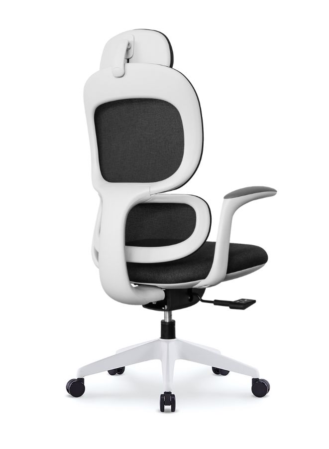Modern Executive Ergonimic Office Chair With Sliding Seat and Headrest, White Frame for Office, Home and Shops, Black - Image 3