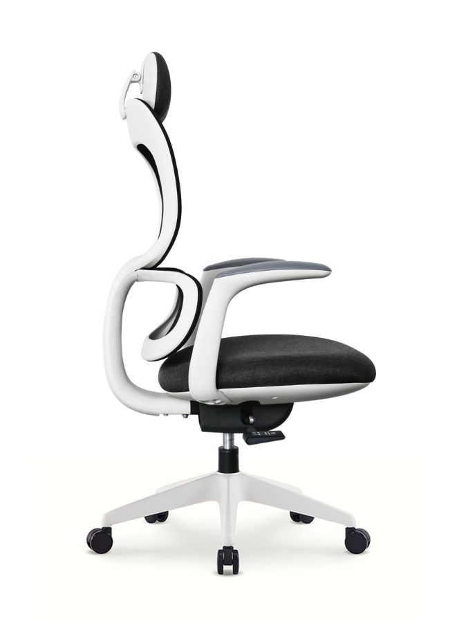 Modern Executive Ergonimic Office Chair With Sliding Seat and Headrest, White Frame for Office, Home and Shops, Black - Image 2