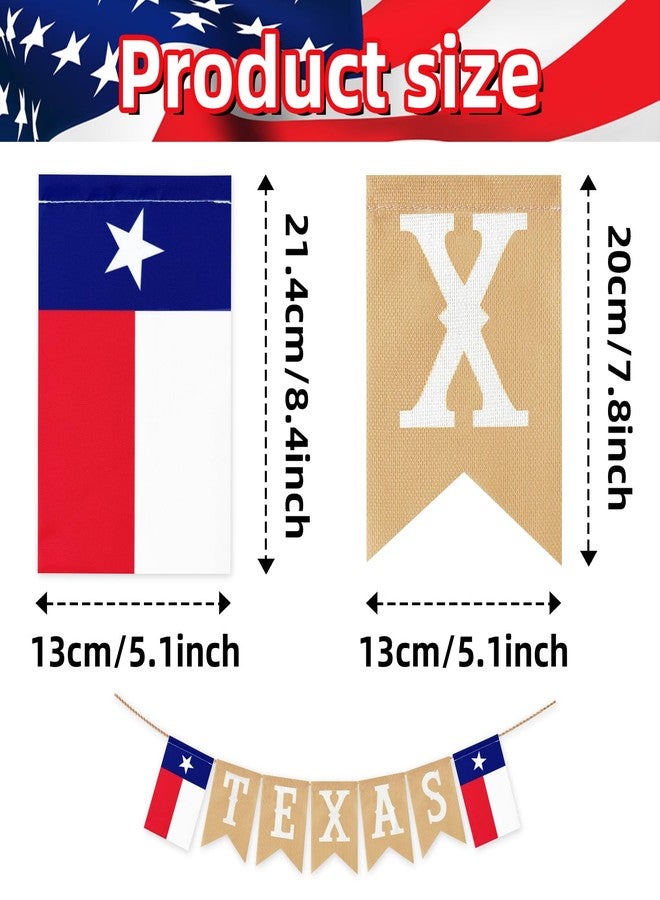 Geodurn Pre-Strung TEXAS Banner with State Flag Panels, Rustic Linen Burlap Letter Garland for Western Cowboy Birthday, Independence Day, Rodeo Party Decorations, Lone Star Country Theme Hanging Bunting - Image 2
