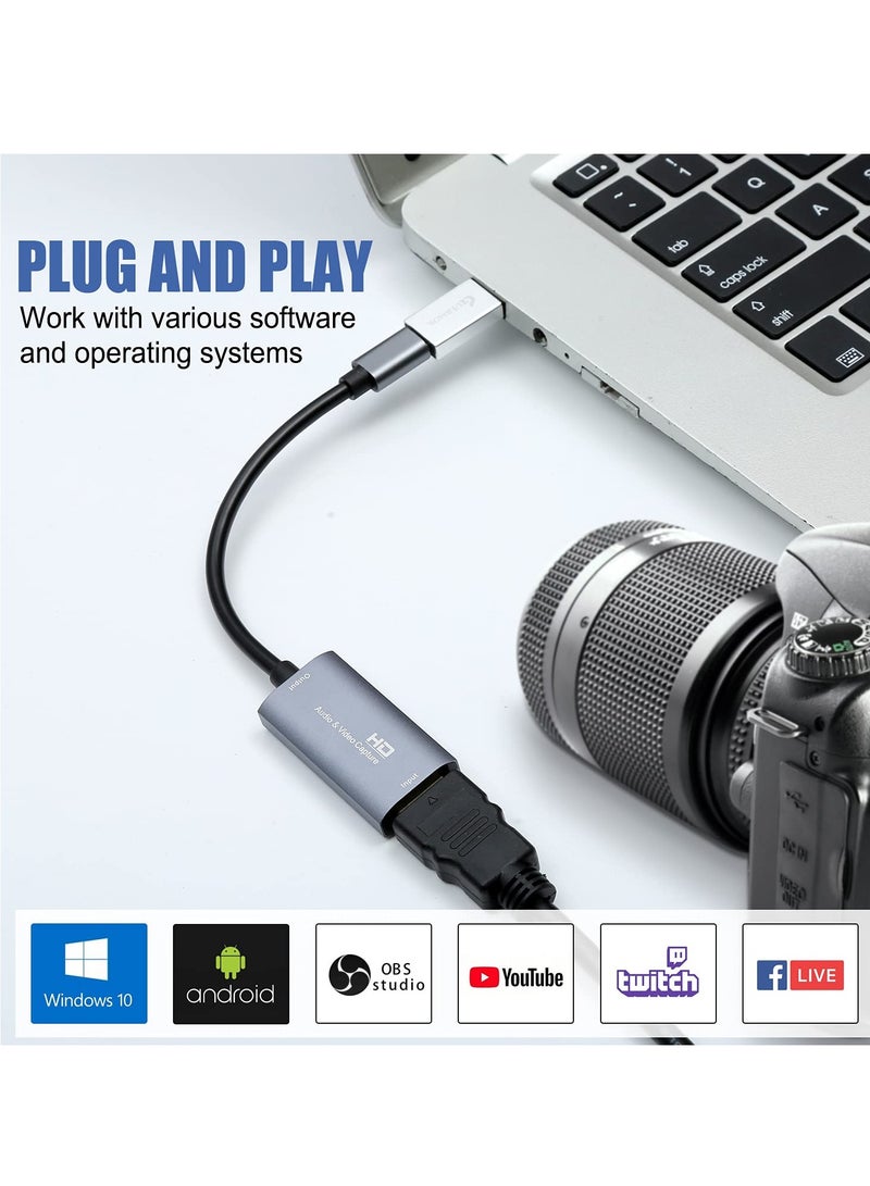 بطاقة التقاط الفيديو HDMI 4K إلى USB-C - محول بث USB 3.0، 1080P 60FPS، متوافق مع OBS و Zoom للألعاب والبث المباشر على نظامي Windows و Mac OS - Image 3