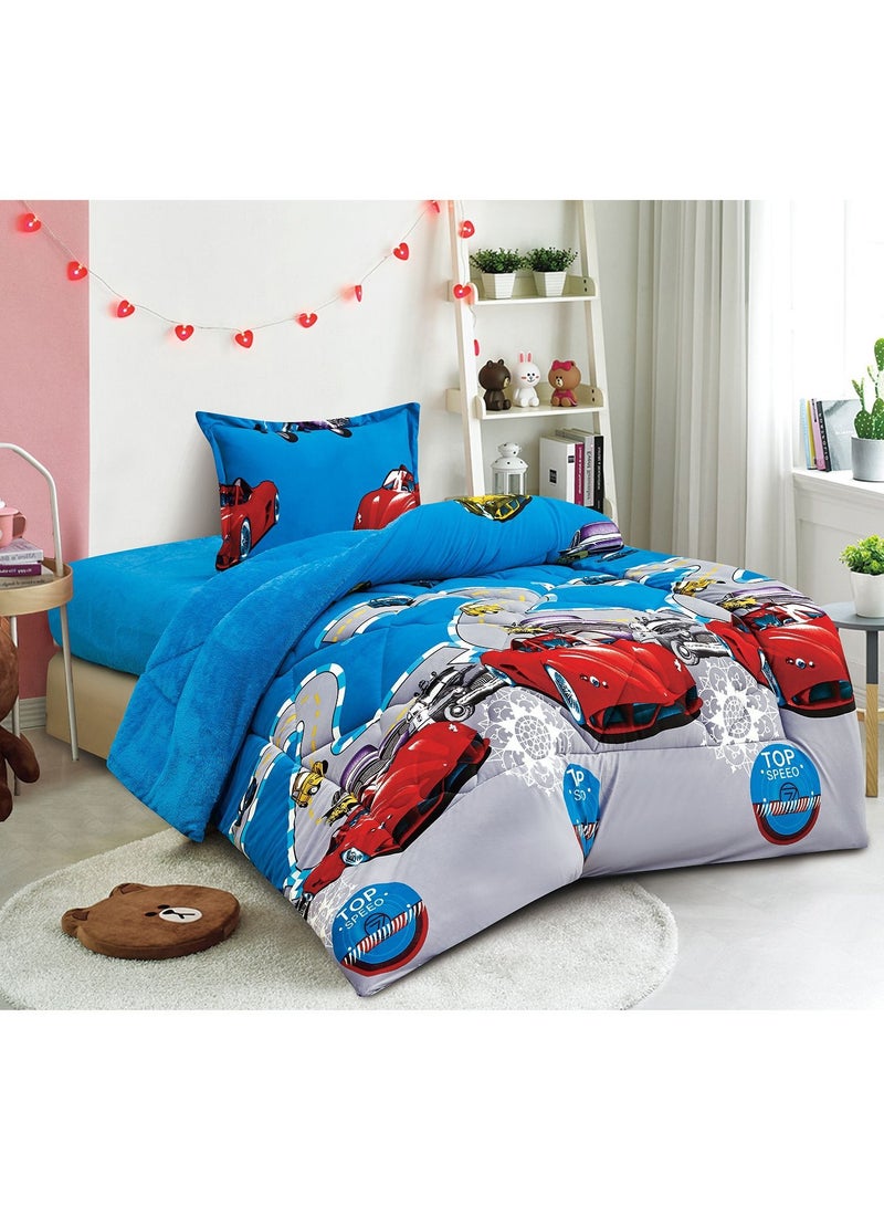 Red Rose Children's double-sided winter fur velvet bedspread, 3 pieces, quilt size 210*160