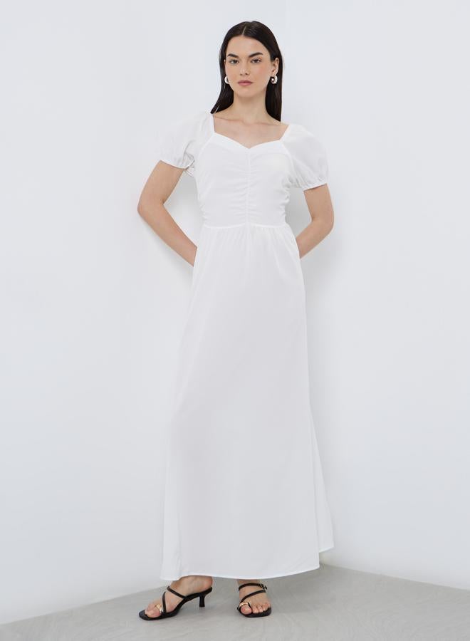 تايك تو فستان ميدي سادة بأكمام منفوخة - Image 2