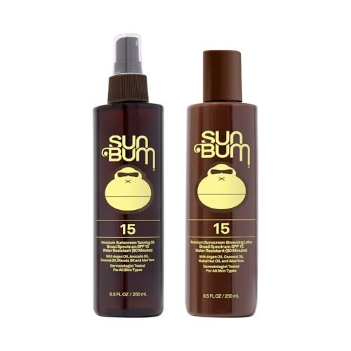 Sun Bum لوشن برونزنج من صن بوم مع زيت تان SPF 15 نباتي وصديق للشعاب المرجانية خالي من الأوكتينوكات وأوكسي بنزون كريم وزيت تان للشمس مع الألوة فيرا - Image 2