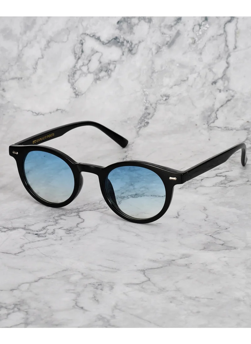 الشعراء الصريحون Explicit Poets Unisex JAMES Black - Gradient Blue Stylish Sunglasses, 4EP17