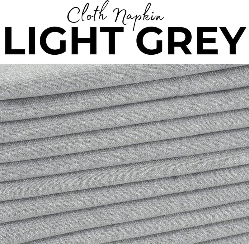 Bedding Craft Cotton Dinner Cloth Napkins Set of 12  18x18 Inch Fabric Light Grey Cloth Washable NapkinsReusable  Machine Washable Cloth Napkins for WeddingsRestaurantsEveryday Use - Image 4