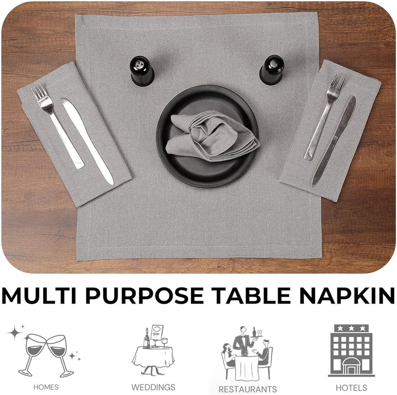 Bedding Craft Cotton Dinner Cloth Napkins Set of 12  18x18 Inch Fabric Light Grey Cloth Washable NapkinsReusable  Machine Washable Cloth Napkins for WeddingsRestaurantsEveryday Use - Image 5