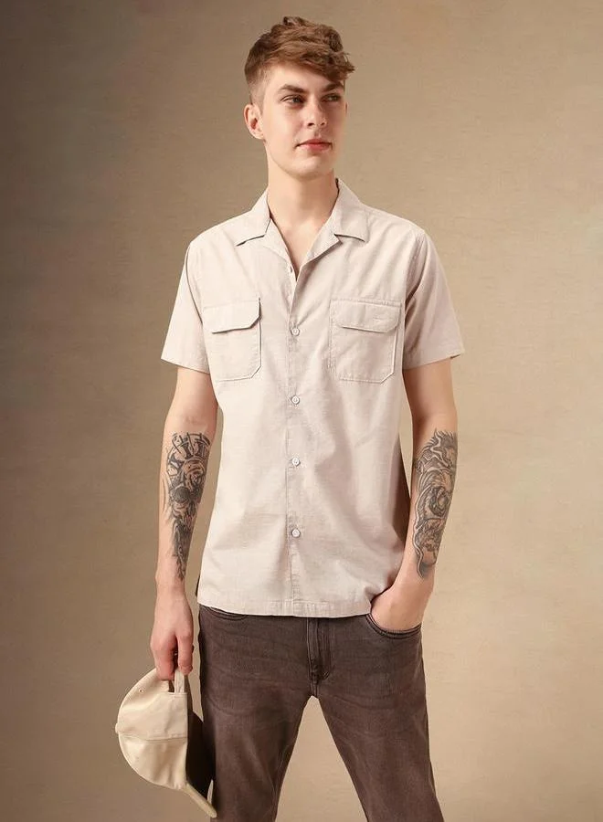 Dennis Lingo Dennis Lingo Solid Relaxed Fit Spread Collar Shirt with Pocket