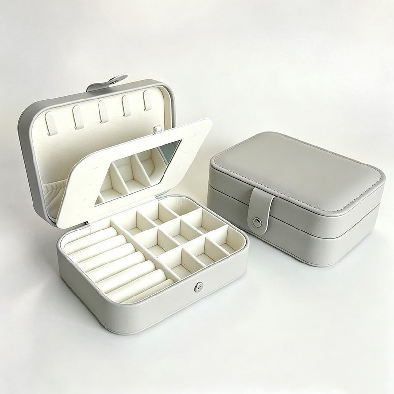 Travel-Friendly PU Leather Jewelry Box - Compact, Dustproof, Scratch-Resistant Organizer for Rings, Earrings, and Lipstick