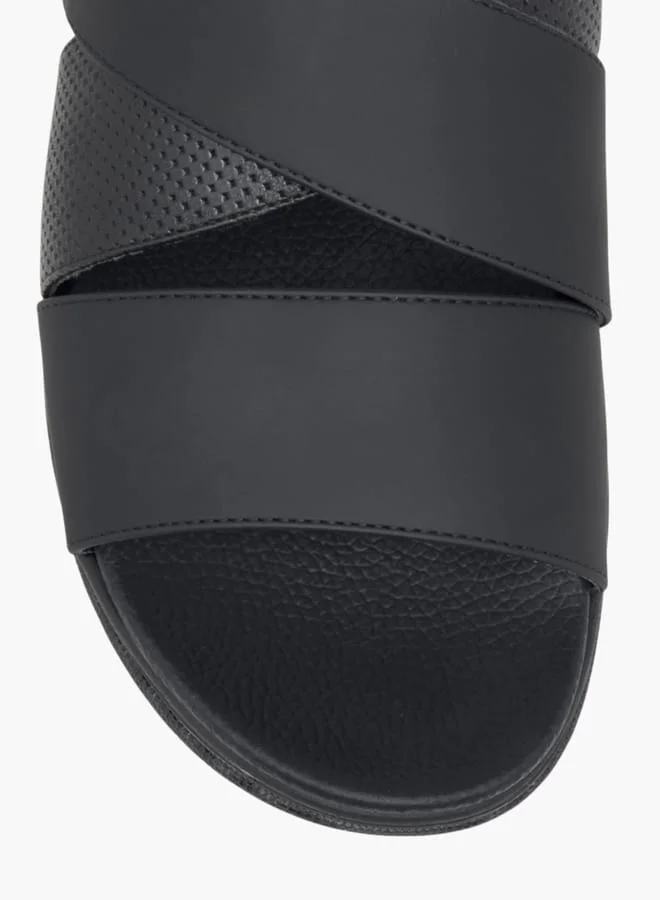 Le Confort Men's Textured Cross Strap Slip-On Sandals
