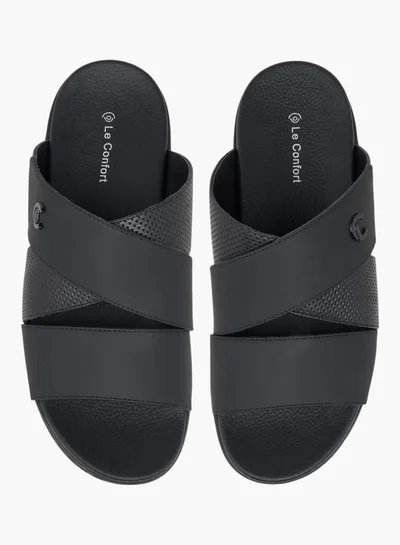 Le Confort Men's Textured Cross Strap Slip-On Sandals