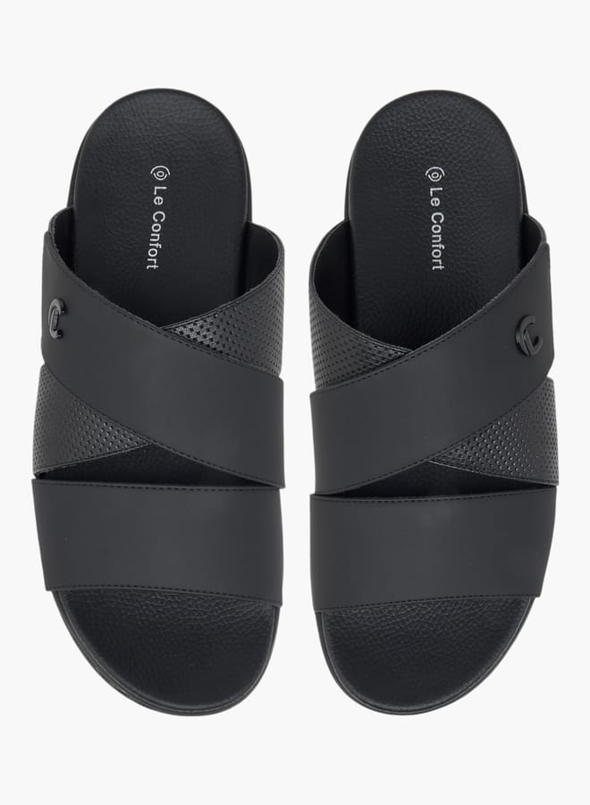 Le Confort Men's Textured Cross Strap Slip-On Sandals  - Image 1