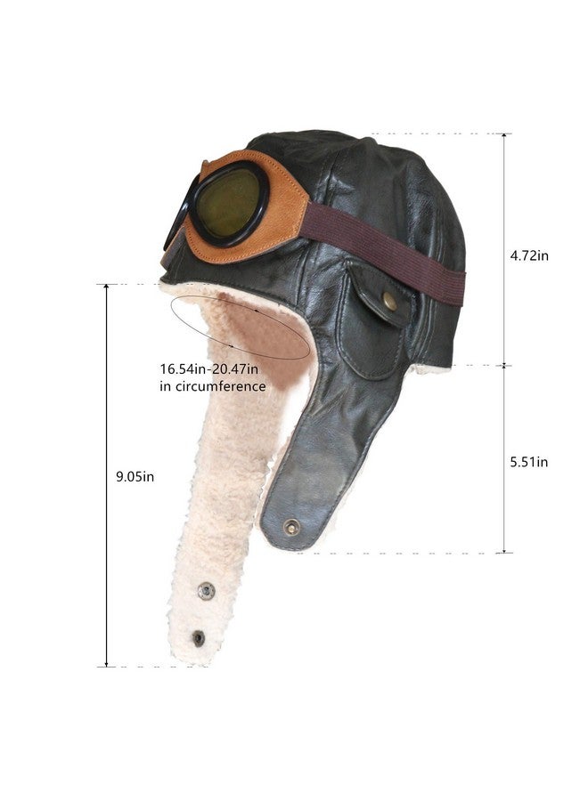 Happy Will Pilot Aviator Fleece Warm Hat Cap with Earmuffs for Kids Toddlers Celadon Brown - Image 1