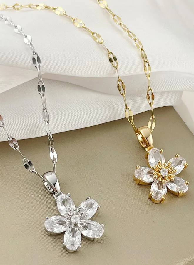 Take Two Take Two Floral Embellished Drop Necklace