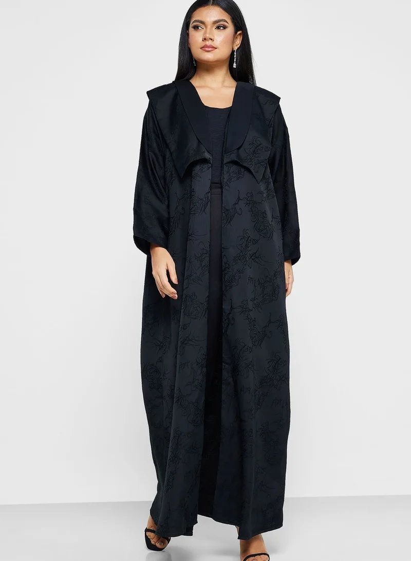 Khizana Self Textured Abaya With Sheila