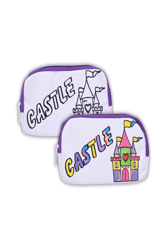 HOBBY INDIA DIY Canvas Pouch Painting Kit for Kids | with Zip Makeup & Toiletry Art Craft Set | Birthday, School, Stationery, Travel, Pencil Bag Boy & Girl | Christmas & Return Gift (Castle Fairy) - Image 4
