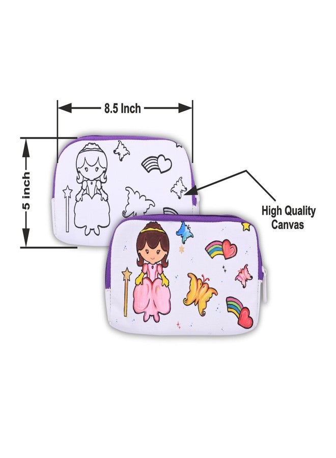 HOBBY INDIA DIY Canvas Pouch Painting Kit for Kids | with Zip Makeup & Toiletry Art Craft Set | Birthday, School, Stationery, Travel, Pencil Bag Boy & Girl | Christmas & Return Gift (Castle Fairy) - Image 2