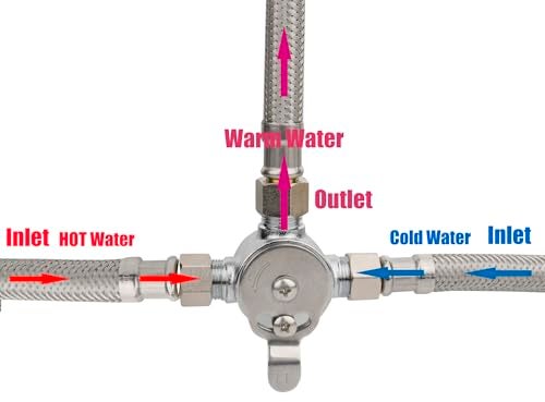 WHK 3 Packs Water Mixing Valve Hot Cold Water Mixer Inlets and Outlet is 38Inch by Compression Connection on Sink to Adjust Water TemptureLeadFree Brass - Image 3