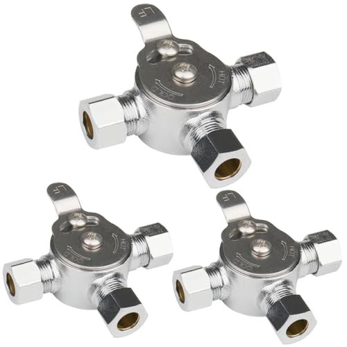 WHK 3 Packs Water Mixing Valve Hot Cold Water Mixer Inlets and Outlet is 38Inch by Compression Connection on Sink to Adjust Water TemptureLeadFree Brass - Image 1